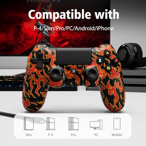 Image of Controller for PS4, Wireless Controller 2 Pack for Sony PlayStation 4 /Slim /Pro, with 6-Axis Motion Sensor /Double Vibration /Touch Pad /Speaker & 3.5mm Audio Jack /800mAh Battery /USB-C Cable, Green + Red
