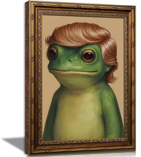 Funny Frog Wall Art Vintage Gold Frame Froge Wall Decor
