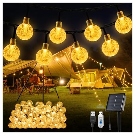 Solljusslingor trädgård, OxyLED 150 cm 100 LED solljusslingor utomhus kristallbollar vattentäta LED solljusslingor 8 lägen utomhus soldrivna lampor för trädgård uteplats gård (lägg till USB)