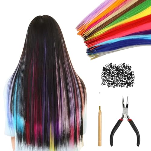 keyxer 50 Piece Kit Extension de Cheveux Colorés, Extension Cheveux Extension Cheveux Tresse, Extension de Meches Cheveux Tresse Cheveux avec 150 Perles et Crochet pour Party Cosplay Enfants Femmes keyxer 50 Piece Kit Extension de Cheveux Colorés, Extension Cheveux Extension Cheveux Tresse, Extension de Meches Cheveux Tresse Cheveux avec 150 Perles et Crochet pour Party Cosplay Enfants Femmes