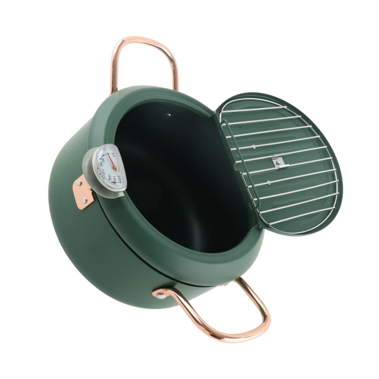 ABOOFAN Carbon Steel Tempura Frying Pot Japanese Fry Pan Thermometer Deep Fryer Pan Drainer Non-stick for Gas Electric or Flame Stoves