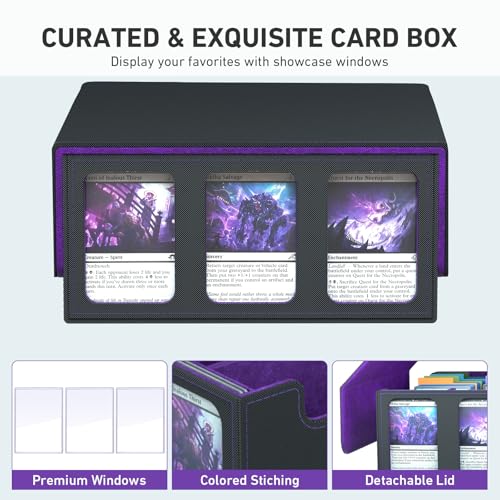 Image of 3-Row Trading Card Storage Box, Bulk Cards Case for 2400+ Mtg tcg Magic Playing Game Card Organizer, Commander Deck Box with 3 Supports & 24 Dividers