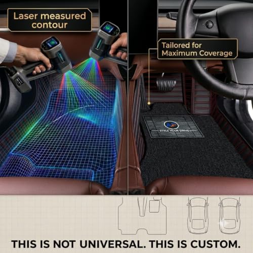 Image of Autofurnish Premium 9D Car Mat Full Set for Hyundai Venue 2019 || Luxury Leather Dual-Stitch Full Set 9D Car Floor Mat || 100% Waterproof || Color : Black Red