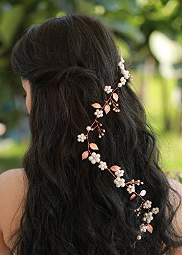 Missgrace Bridal Fashion Rose Gold Crystal Hair Vine Wedding Vintage Headpiece Women Leaf Headband Hair Accessory #TOP1