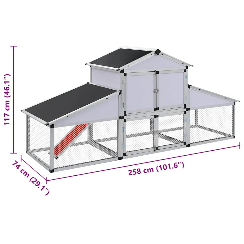 Gallinero con rampas y nido de aluminio, recinto exterior de conejos para animales, gallinero para gallinas y otros animales pequeños