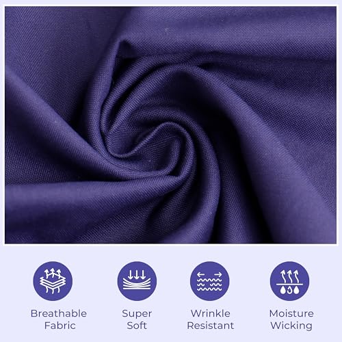 Image of Medical Scrub Suit For Women - Navy Blue (Small) | Poly Viscose Fabric | Ultimate Comfort and Breathability | Elasticated Waist | Multiple Pockets | V-Neck
