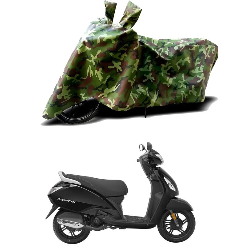 Image of 100% Water Resistant Full Bike Scooty Two Wheeler Body Cover Compatible for TVS Jupiter /UV-Rays /Heat Protection /Birds Dropping /Scratchproof /Dust Proof /Waterproof /All Varients[Green MJ]