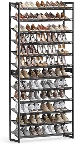 SONGMICS Shoe Rack, 12-Tier Shoe Organizer, Metal Shoe Storage fo...