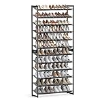 SONGMICS Shoe Rack, 12-Tier Shoe Organizer, Metal Shoe Storage for Garage, Entryway, Set of 2 6-Tier Stackable Shoe Shelf, with Adjustable Flat or Angled Shelves, Holds 48-60 Pairs, Black ULMR12B