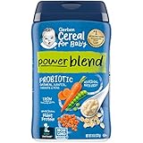 Gerber Powerblend Cereal for Baby - Oatmeal Lentil Carrot Pea Probiotic, 6Count