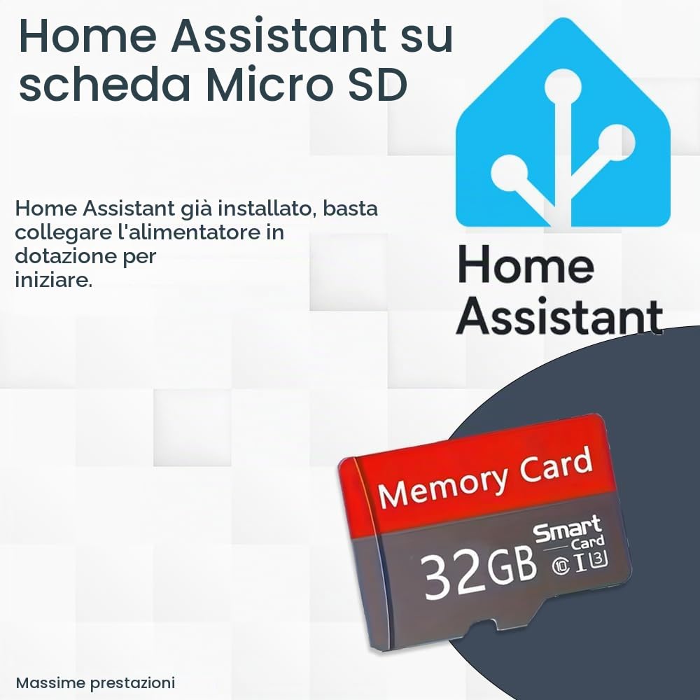 Raspberry Pi 5/4 GB Home Assistant Smart Centrale su scheda SD da 64 GB