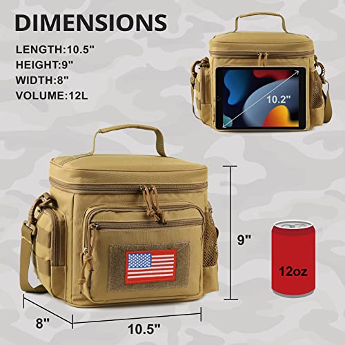 Atripack Lunch Box For Men, Tactical Lunch Bag Molle Webbing Leakproof Insulated Large Lunch Cooler Women Adult Meal With Adjustable Shoulder Strap Durable Lunch Pail (Brown) #TOP5