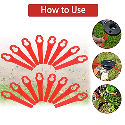 Image of 100 Pack Trimmer Blades Replacement, ABS Plastic Grass Trimmer Blades Compatible with FRT18A FRT18A1 FRT20A1 and Art 46155, Garden Weed Eater Cutting Blades