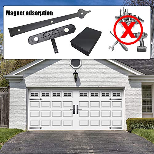 Garage Door Magnetic Decorative Hardware 32pcs Door Faux Magnetic Windows and and 6 pcs Hinges Handles Installation for Metal Car Garage Door Accent Kit - Thumbnail 3