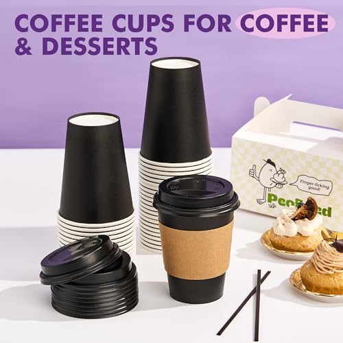 Save 13% on 50-Pack Black Disposable Coffee Cups with Lids - Image 7