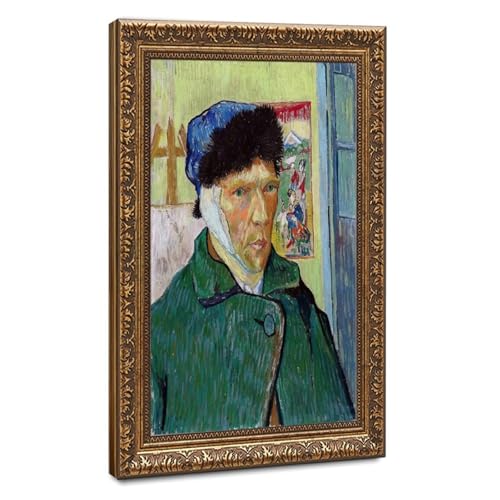 Toile tendue de Van Gogh autoportrait avec l'oreille bandée tableau décoration salon