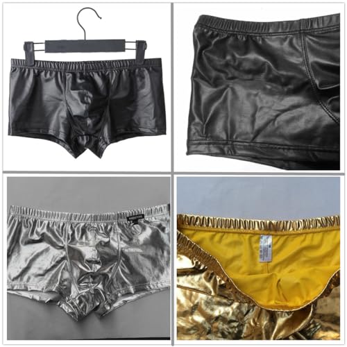 LuckyMoon Men's Shiny Boxer Shorts, Elastic Liquid Metallic Boxer Briefs, Low Waist Men's Sexy Boxer, Sparkly Hot Short Pants2