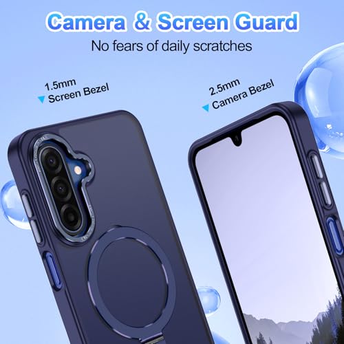 Hensione for Galaxy A17 5G Case,[Compatible with MagSafe][Invisible Magnetic Stand Ring Holder],Slim Shockproof Translucent Matte Back Cover for Samsung Galaxy A17 5G 6.7",Blue - image 6