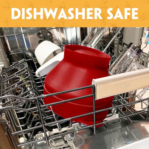 Image of The Original Korcci Microwaveable Silicone Popcorn Popper, Microwave Popcorn Popper, Collapsible Microwave Popcorn Maker Bowl, No Oil Needed, Use In Microwave, Dishwasher Safe (Cherry)
