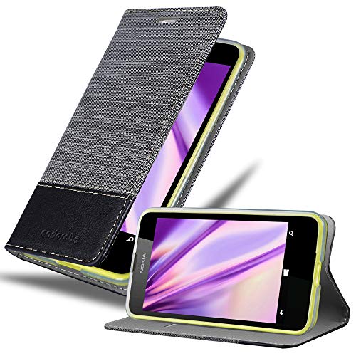 Cadorabo Custodia Libro per Nokia Lumia 630 in GRIGIO NERO - con Vani di Carte, Funzione Stand e Chiusura Magnetica - Portafoglio Cover Case Wallet Book Etui Protezione
