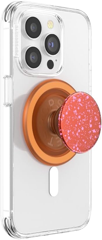 Phone Grip for MagSafe, Magnetic Holder, Phone Stand, Orange - Clay Speckle