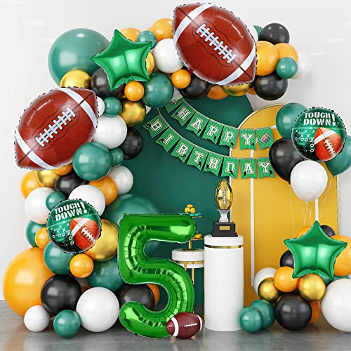 7Pcs Football Balloons, Football Birthday Number Mylar Foil Balloon, Football Sport Them Party Supplies Football 5Th Birthday Decorations (5Th) #TOP3