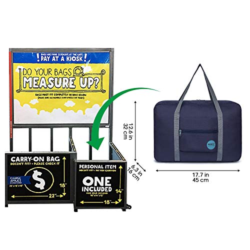 Wandf Foldable Travel Duffel Bag Luggage Sports Gym Water Resistant Nylon (Dark Blue)