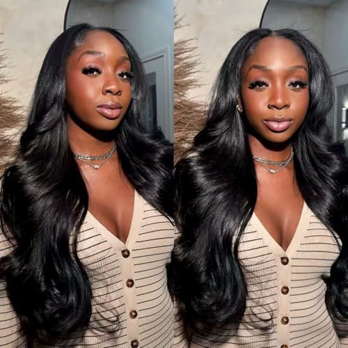 Uveous 13x6 Lace Front Wigs Human Hair HD Body Wave Lace Front Wigs Human Hair Pre Plucked 180 Density Frontal Wigs Human Hair wigs for Black Women Glueless Wigs Human Hair Pre Plucked wig 22 Inch