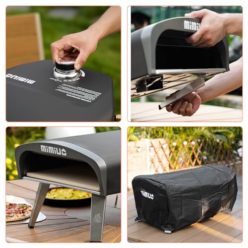 Image of Mimiuo Gas Pizza Oven Outdoor - 33 lbs Heavy Duty Propane Pizza Stove for Outside, 60 Second Pizza - Includes 13 inch Square Stone Foldable Peel & Cover - Portable for Backyard Camping | Portable Propane Pizza Stove for Outside Backyard Camping