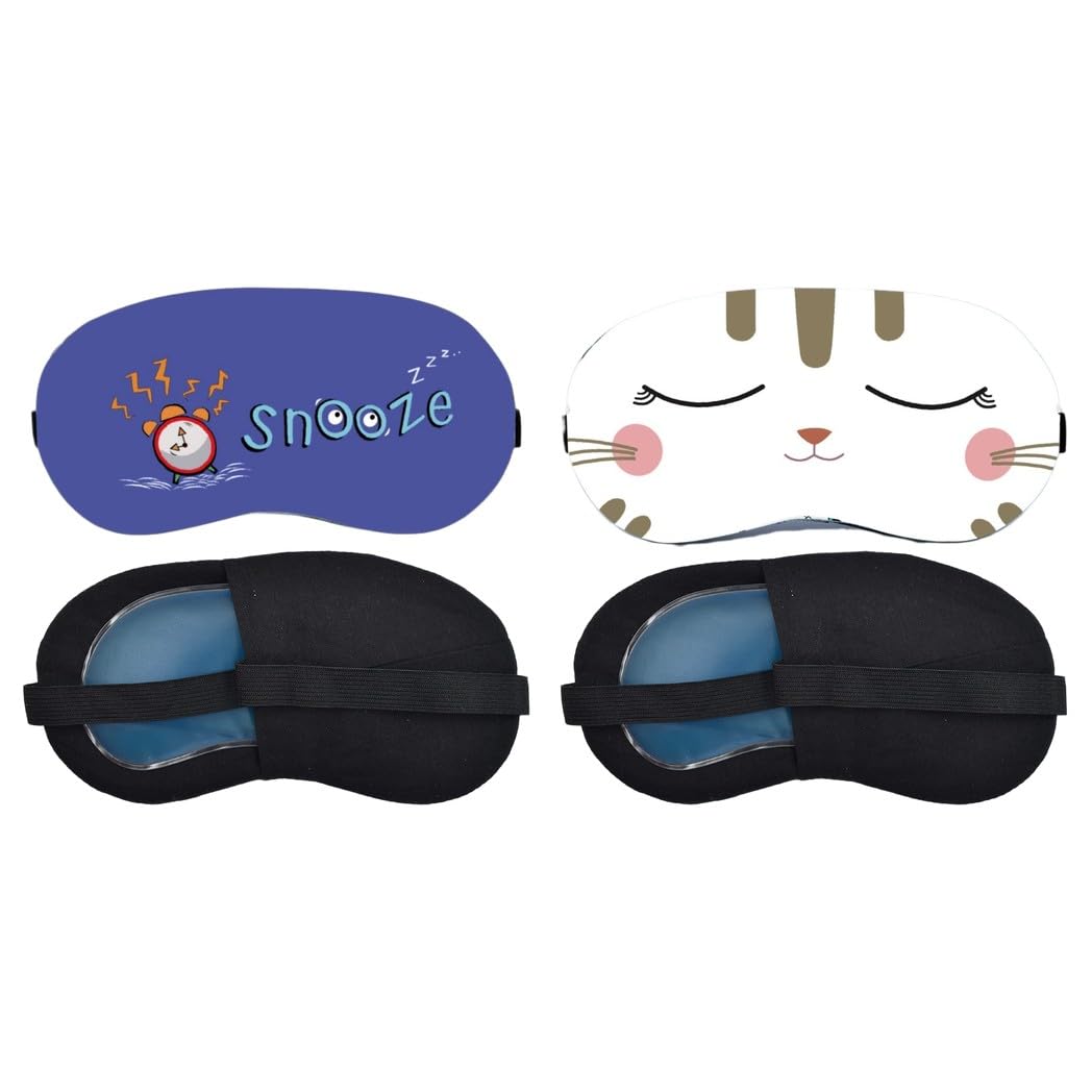 Aoxeria Snooze Alarm, Sleeping Bunny Face Sleeping Eye Mask Combo, Soft Comfortable Light-Blocking Eye Cover for Women, Men & Kids, Reusable Blindfold for Night Sleep, Nap, Travel, Flight (Pack of 2)-image-45