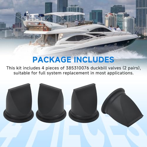 Image of 385310076 Duckbill Valve 1-1 /2 inch Replacement Kit, Compatible with Dometic Sealand Vacuum Pump Systems, Fits S Series S12D S24D S32D & T Series T12 T24 T32, RV Marine Toilet Check Valve, 4 Pack