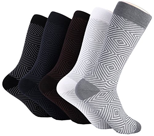 Marino Mens Patterned Dress Socks, Colorful Fun Socks, Fashion Cotton Socks - 5 Pack - Diamond Collection - 13-153