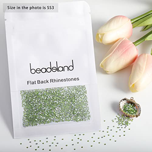 Image of Beadsland 2880pcs Flat Back Crystal Rhinestones Round Gems for Nail Art and Craft Glue Fix,Light Green,SS3,1.2-1.4mm | Flatback Glass Gems, 1.2-1.4mm, for Nail Art Craft, Glue Fix,Peridot