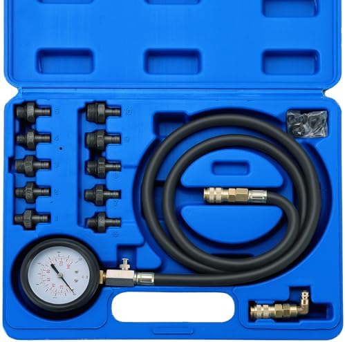 Acymner Oil Pressure Tester Kit | 0-140 PSI Engine Cylinder Oil Pressure Diagnostic Tester Tool Set with Hose Adapters for Cars ATVs Trucks Use