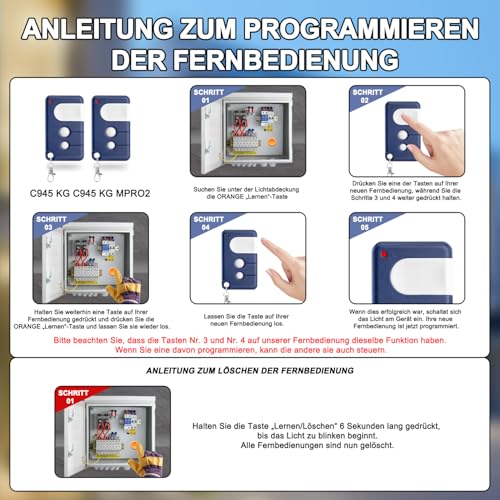 Mucek 2 Stück Garagentoröffner Kompatibel mit Chamberlain Handsender, Garage Handsender für LiftMaster MotorLift Garagentor Ersatz Fernbedienung 84335EML,94333E MotorLift ML500, ML700