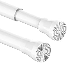 1 asta telescopica per doccia, in acciaio inox, montaggio senza bisogno di fori, regolabile, per tenda da doccia, armadio, bagno, balcone (72-175 cm, bianco)