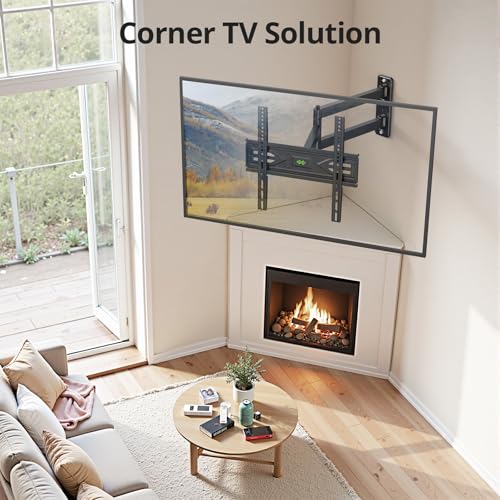 Image of USX MOUNT Corner TV Wall Mount with 31.22 inch Long Arm for 26-65 Inch TVs up to 80 lbs, Full Motion TV Wall Mount Bracket with Swivel and Tilt, Max VESA 400x400mm fit Most 32 40 42 43 50 55 60 65 TVs