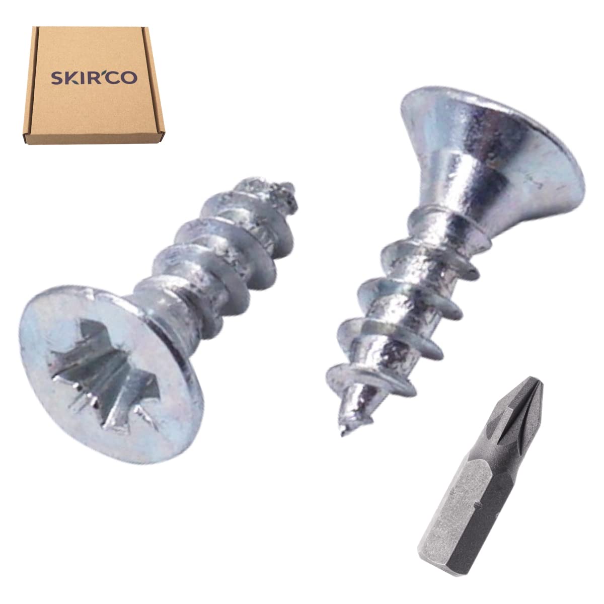 SKIR'CO (Pack of 500 pcs) Zinc Plated Steel 3.5 x 12 mm Silver Wood Screws, Pozidriv Countersunk Head, Chipboard Screws - Image 2