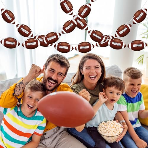 Image of 4 Pack Football Party Decorations, 32 PCS Football Cardboard Pre-Assemble Game Day Party Football Banner Garland for Bowl Game Day Sports Themed Party Supplies Birthday Cutouts Banner Decor