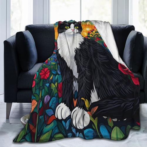 Mexpekil Weiche und gemütliche Überwurfdecke mit Rosenmotiv, flauschige Flanell-Fleecedecke für Sofa, Bett, Camping, Reisen, 102 x 76 cm