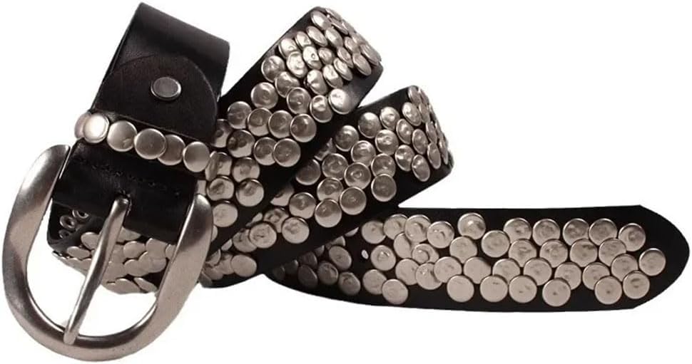 Punk Style Round Studded Women's Belt Pin Buckle Leather