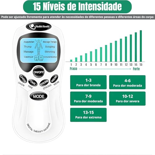 Aparelho TENS Massageador Eletrochoque Para Fisioterapia Alívio De Dores Musculares, Massageador Mus