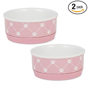 Bone Dry Ceramic Pet Collection Trellis, Small Set, 4.25x2, Bubble Gum, 2 Piece