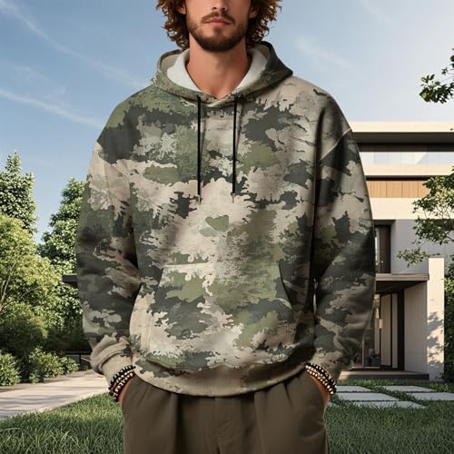Mens Western Camo Hoodies Casual Fall Aztec Print Hooded Sweatshirts Oversized Tie-dye Warm Outdoor Tops with Pocket2