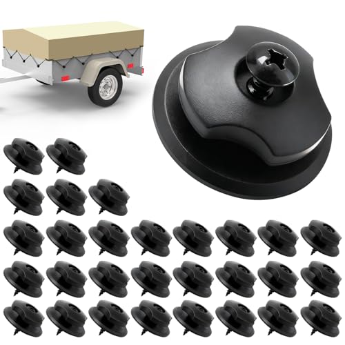 30 Pièces Crochet Ridelle de Bâche Ronds,Crochet Bache Remorque,Boutons Ronds Crochets de Fixation Camion,Crochets en Plastique pour Bâche De...
