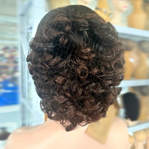 Image of XSY Snail Curls Headband Wig Human Hair 12 Inch Glueless Wig for Women Short Curly Bob Headband Human Hair Wig