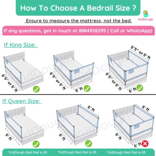 Image of KidDough Bed Rail Guard for Kids Safety Bed Rail for Baby Safety (5.5ft, 1 Side, Grey)