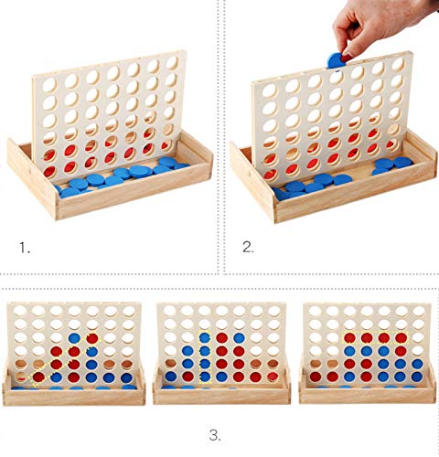 Juego de Mesa 4 en Línea Plegable Clásico de Madera miniatura 3