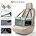 Conlun Dog Car Seat Booster for Small Pet Under 20lbs, Portable Travel Puppy Car Seat with Internal Steel Frame, Comfort Cushion & Storage Pockets, Adjustable Straps Fit Most Cars, Grey