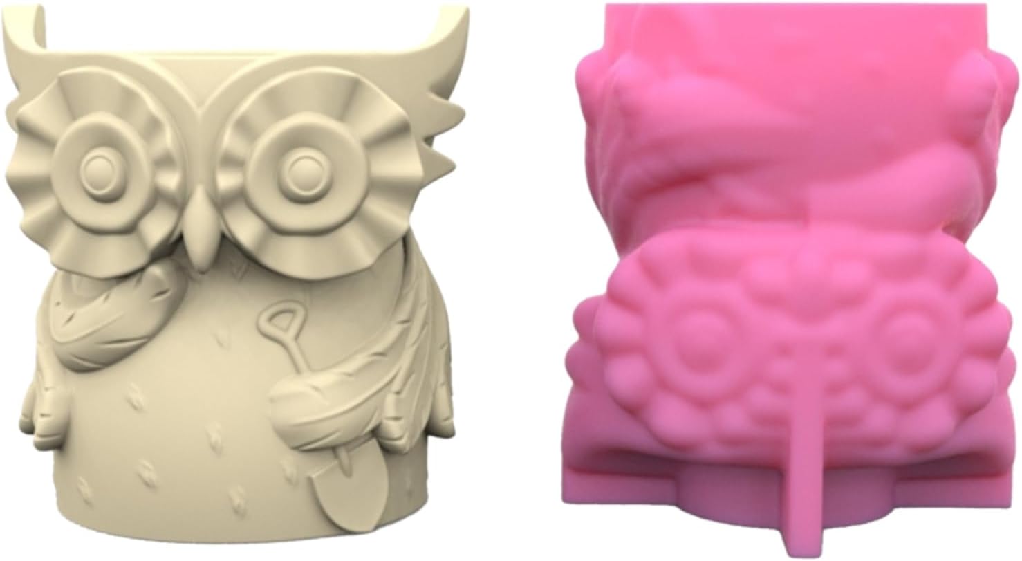 Owl Mom Dad Concrete Silicone Pot Mold Flowerpot Clay Cement Plaster Molds Home Garden Flower Pots